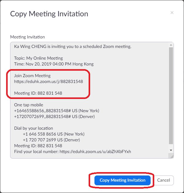 The image illustrate how to copy the invitation The image illustrate how to copy the invitation