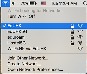 The image illustrate how to connect to campus Wi-Fi network on Mac OS The image illustrate how to connect to campus Wi-Fi network on Mac OS