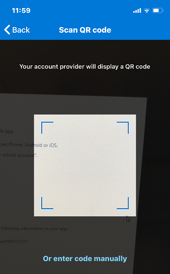 Scan QR code from Authenticator app icon Scan QR code from Authenticator app icon