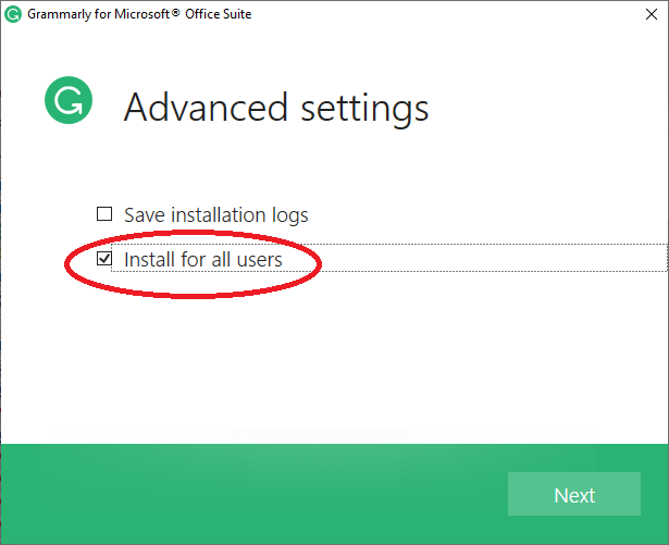 The image illustrate how to Install for all users