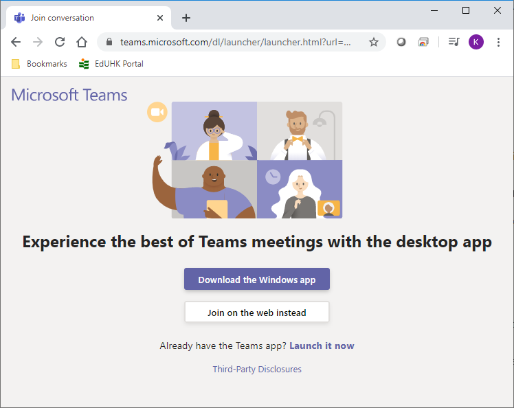 Join Teams meeting via the invitation URL Join Teams meeting via the invitation URL