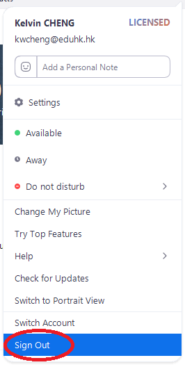 The image illustrate how to sign out The image illustrate how to sign out