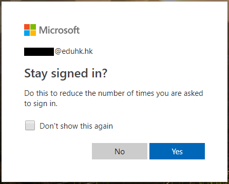 Stay signed in prompt Stay signed in prompt
