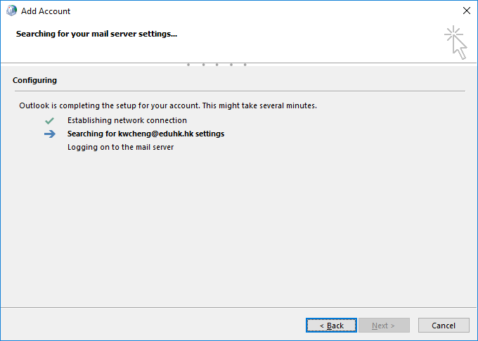 searching for configuration window searching for configuration window