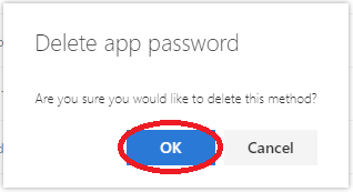 Confirm delete app password Confirm delete app password