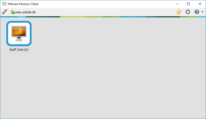 VDI desktop selection screen VDI desktop selection screen