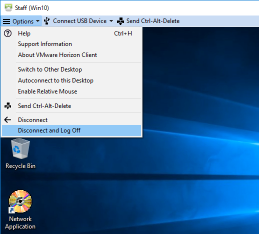 To log off the VDI session To log off the VDI session