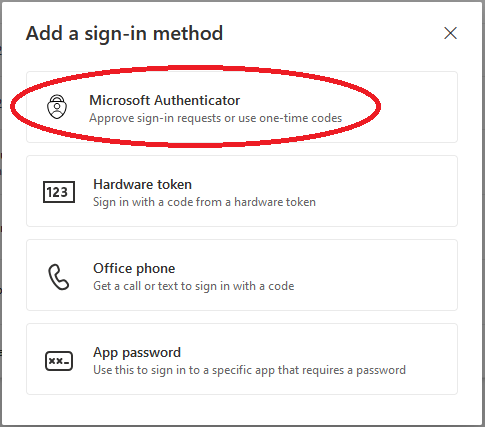 Choose to Authenticator app record Choose to use Authenticator app