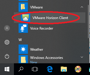 Launch VMware Horizon client from start menu Launch VMware Horizon client from start menu
