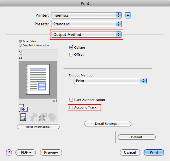 The image illustrate how to print to Multi-Functional Photocopier from Mac OS The image illustrate how to print to Multi-Functional Photocopier from Mac OS