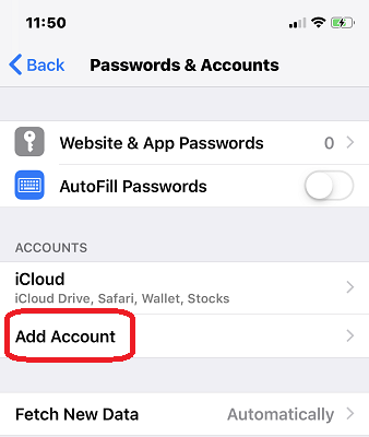 Choose&nbsp;Add Account