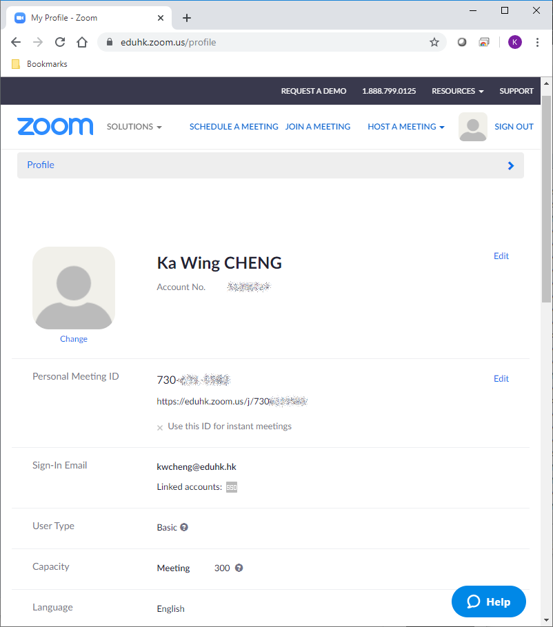 Zoom user logged in page Zoom user logged in page