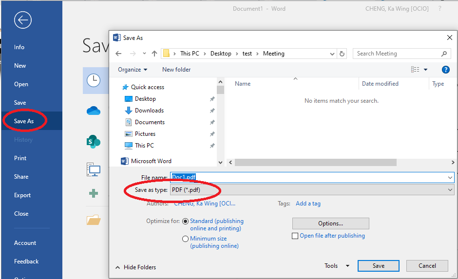 Save as PDF on Windows Save as PDF on Windows