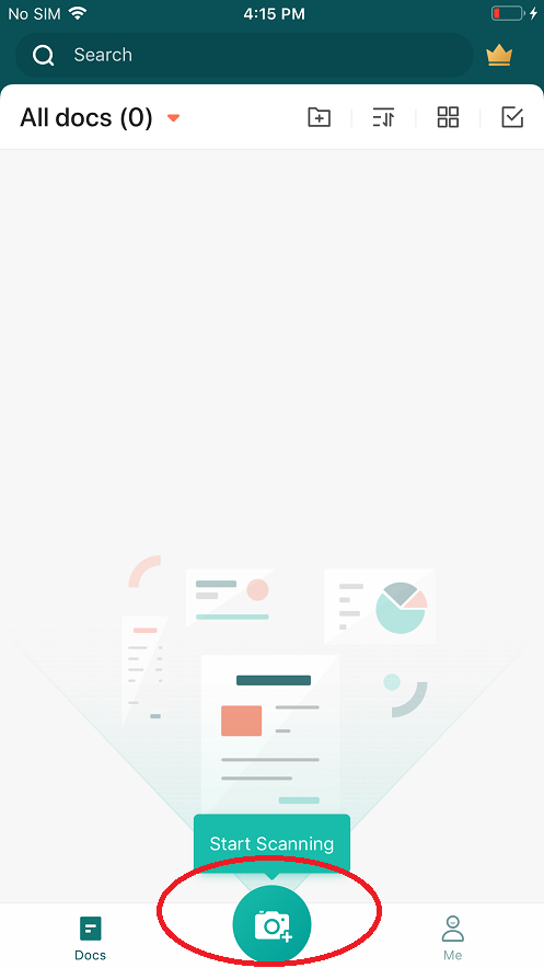 Open the CamScanner app Open the CamScanner app