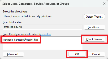Check Names windows