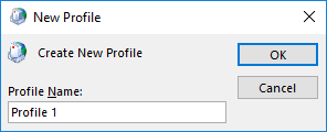 Enter profile name window Enter profile name window