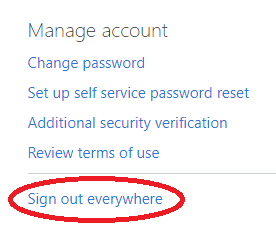 The image illustrate where to click the sign out everywhere option The image illustrate where to click the sign out everywhere option