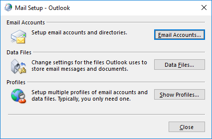 Showing available mail profile Showing available mail profile