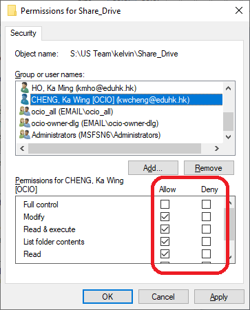 Illustration of setup user permission.