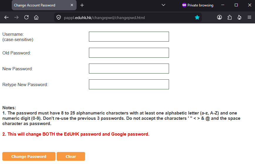 Enter your user name and old password. Then enter your new password twice and click the change password button Enter your user name and old password. Then enter your new password twice and click the change password button