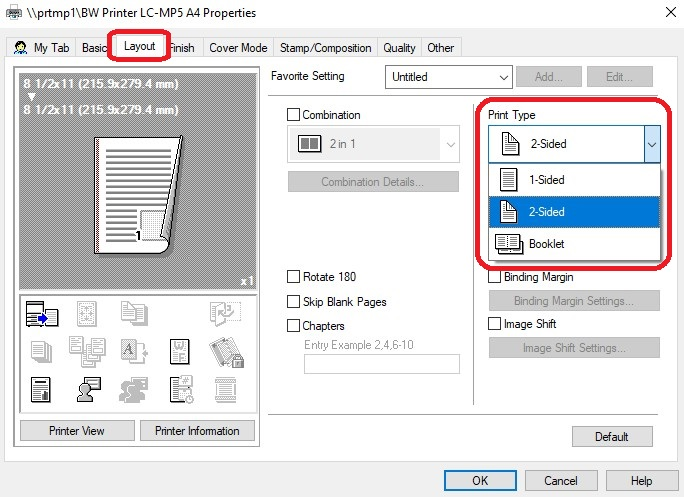 Layout tab Layout tab